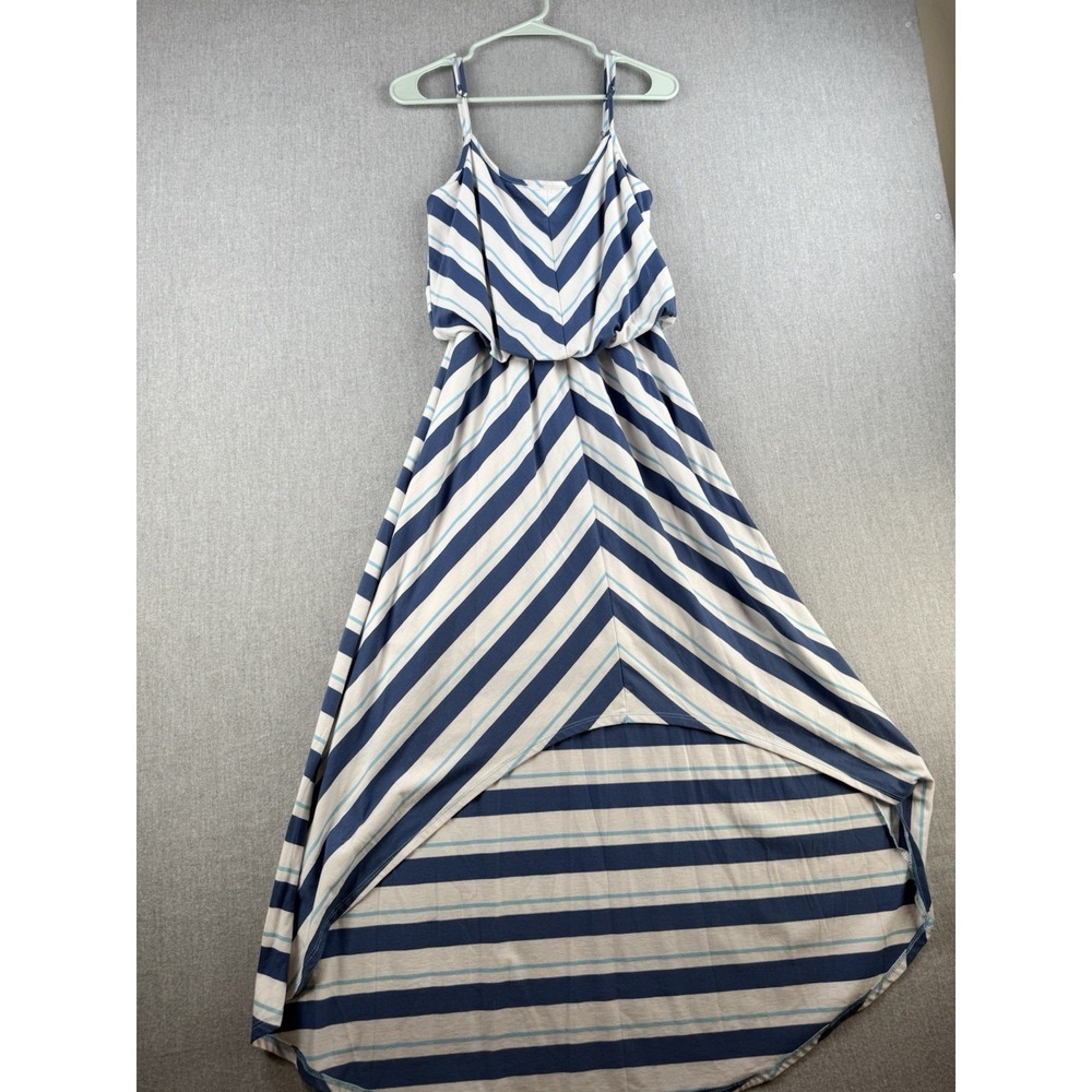 Seven7 Striped Drop Waist High Low Dress Women's Medium